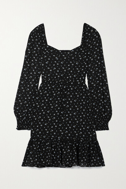 MICHAEL Michael Kors - Floral-print Recycled Crepe De Chine Mini Dress - Black