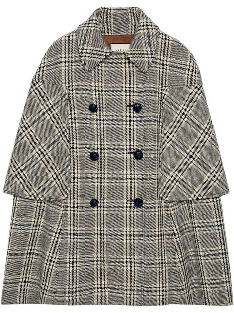 Gucci checkered double-breasted cape coat in blue