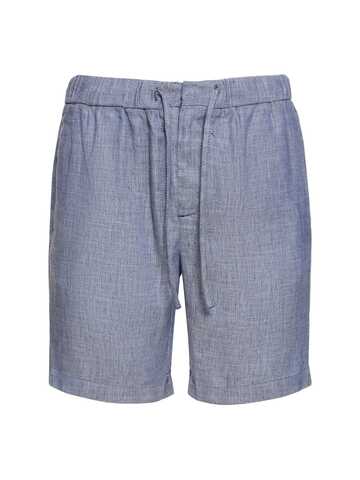 frescobol carioca felipe linen & cotton shorts in blue