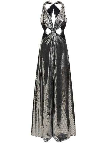 SID NEIGUM Sequined Knotted Cutout Long Dress in silver