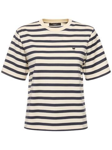 weekend max mara deodara striped cotton jersey t-shirt in navy / ivory