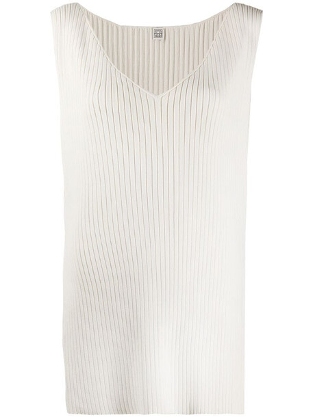 Totême V-neck knitted top in white