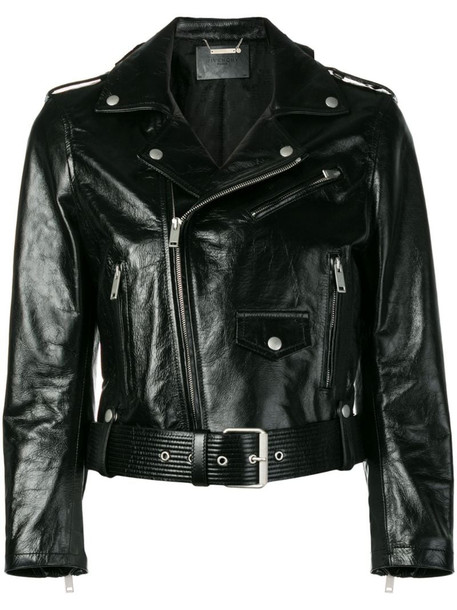 Givenchy belted biker jacket in black