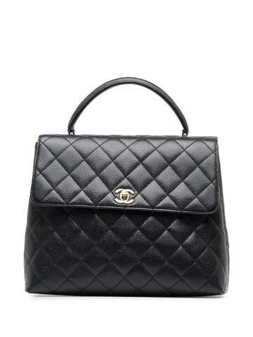 chanel pre-owned 1997-1999 diamond-quilted tote bag - black