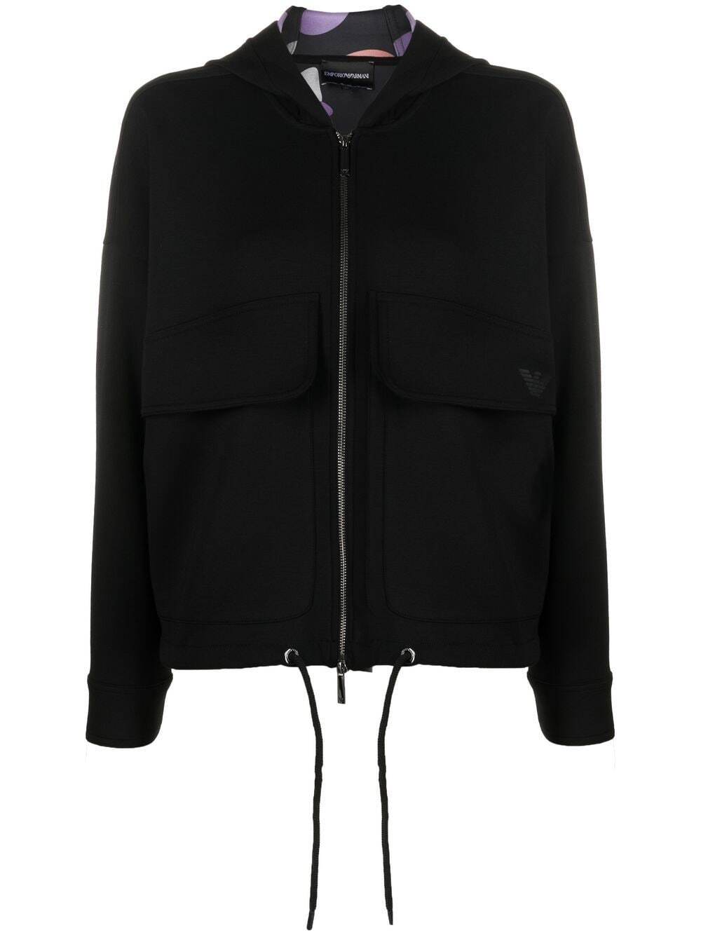 Emporio Armani lightweight zip-up hoodie - Black