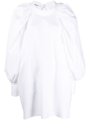 Parlor puff-sleeve bow-detail shift dress in white