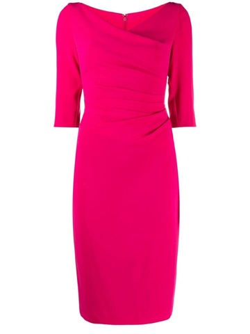 talbot runhof fitted ruched-detail dress - pink