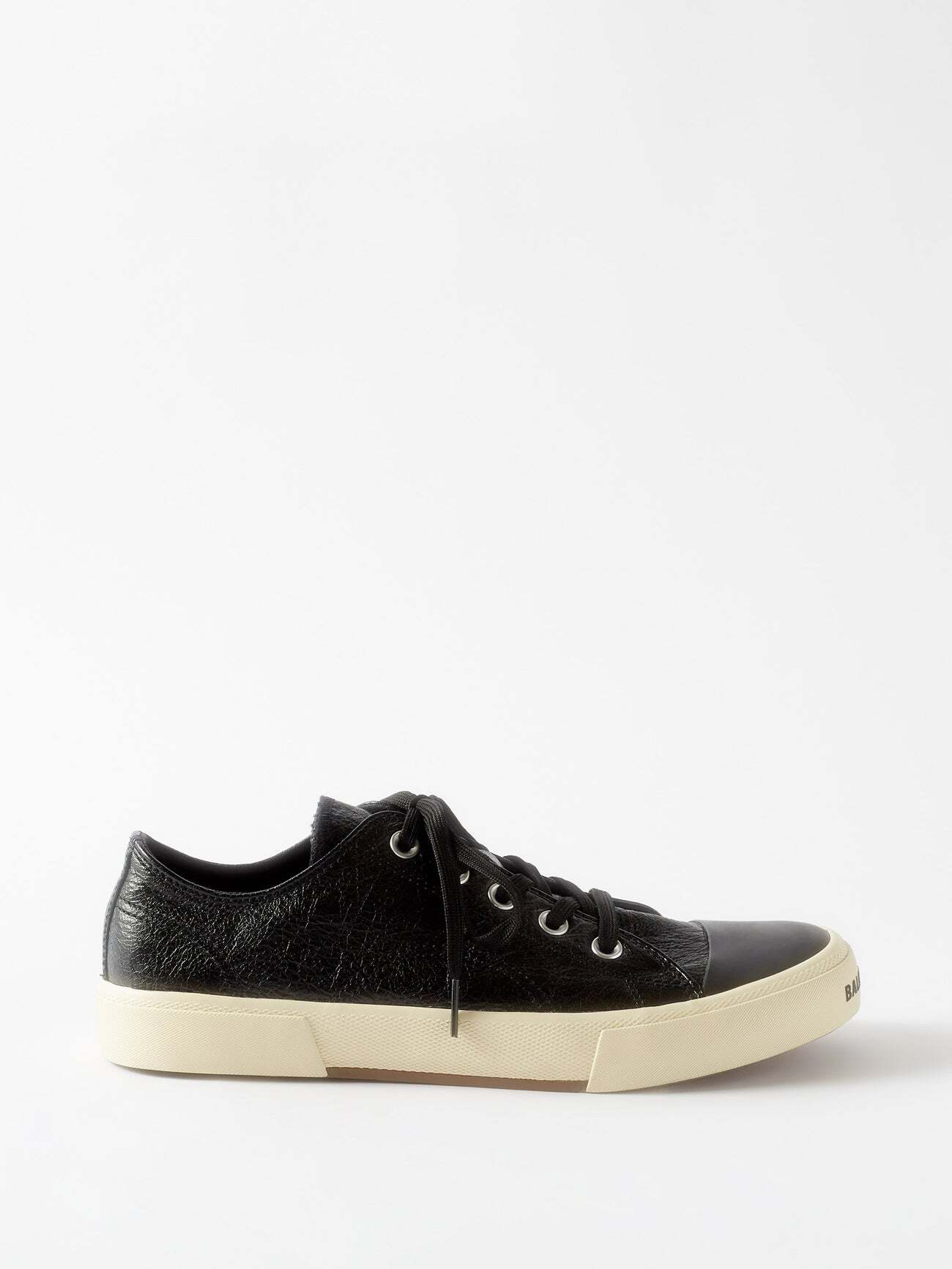 Balenciaga - Paris Crinkled Patent-leather Trainers - Womens - Black