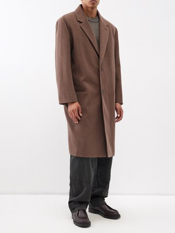 lemaire - single-breasted wool-blend overcoat - mens - light brown