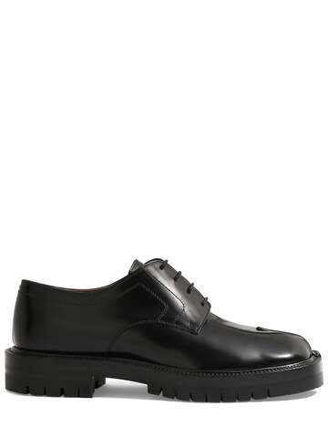 maison margiela county leather lace-up tabi shoes in black