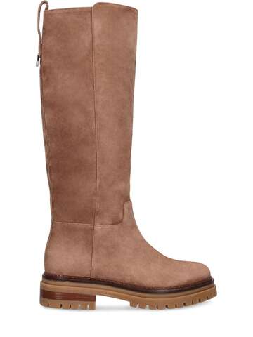 sergio rossi 15mm joan tall suede boots in tan