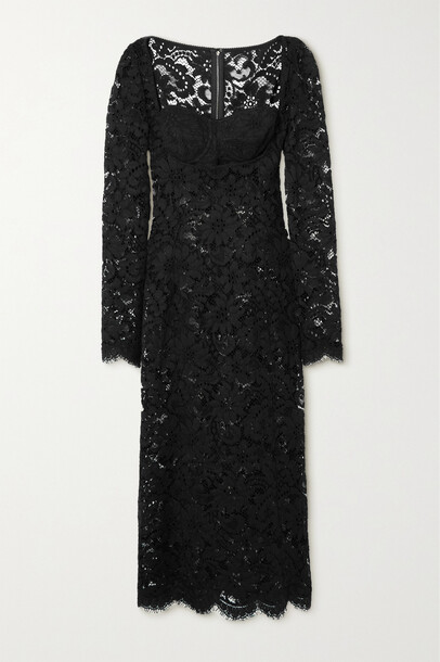Dolce & Gabbana - Cotton-blend Corded Lace Bustier Midi Dress - Black