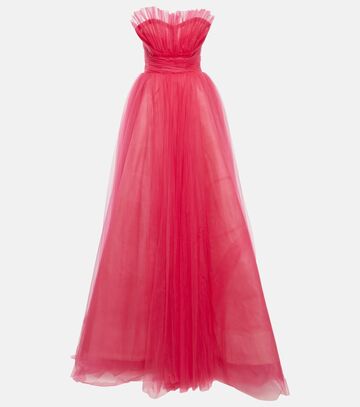 Monique Lhuillier Ruffle-trimmed tulle gown in pink