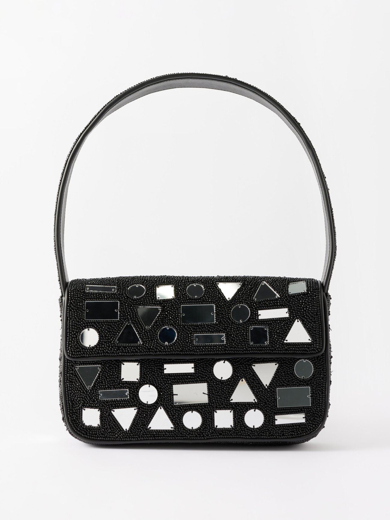 Staud - Tommy Mirror And Bead-embellished Shoulder Bag - Womens - Black Silver