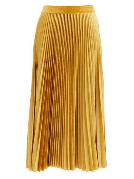 gracia hi low shine skirt in gold