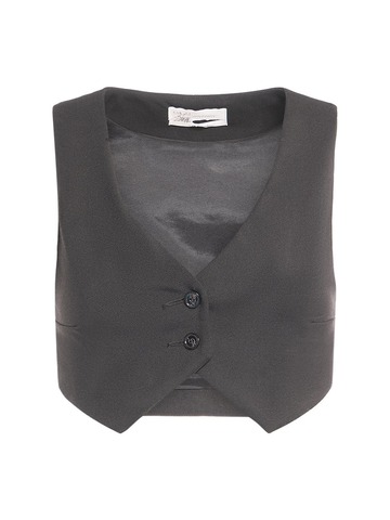blumarine wool crepe cropped vest w/ buttons in black