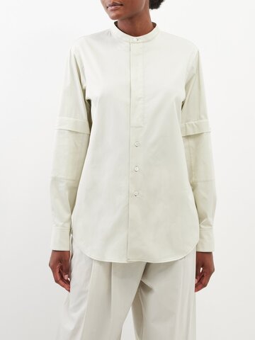lemaire - flap-pocket concealed-placket cotton shirt - womens - cream