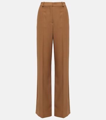 stella mccartney high-rise wool wide-leg pants in brown