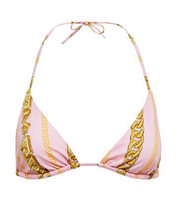 Versace Chain print bikini top in pink