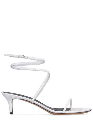 isabel marant 50mm aridee python print leather sandals in white