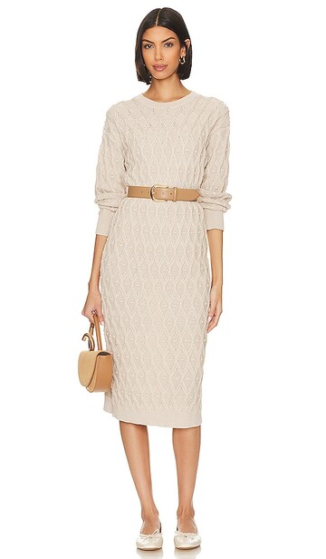 line & dot ruby sweater dress in ivory in taupe