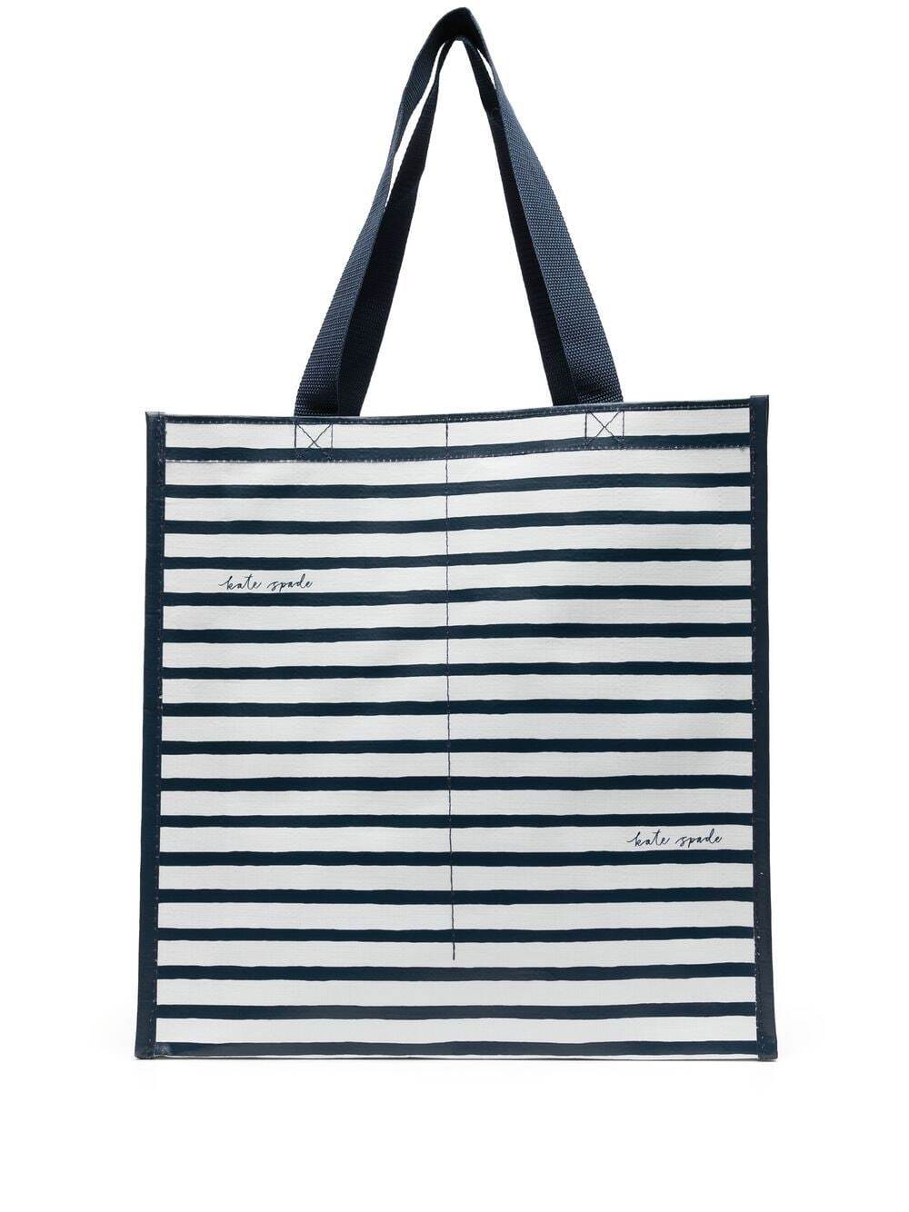 Kate Spade striped logo-print tote bag - White