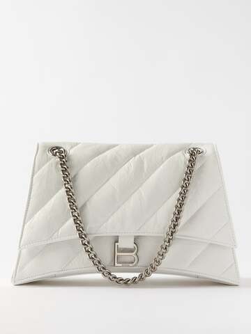balenciaga - crush m quilted creased-leather shoulder bag - womens - white