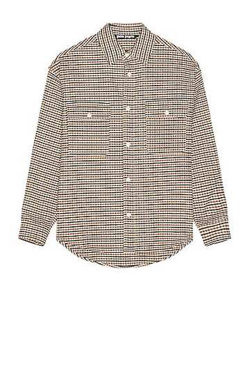 palm angels micro check overshirt in brown