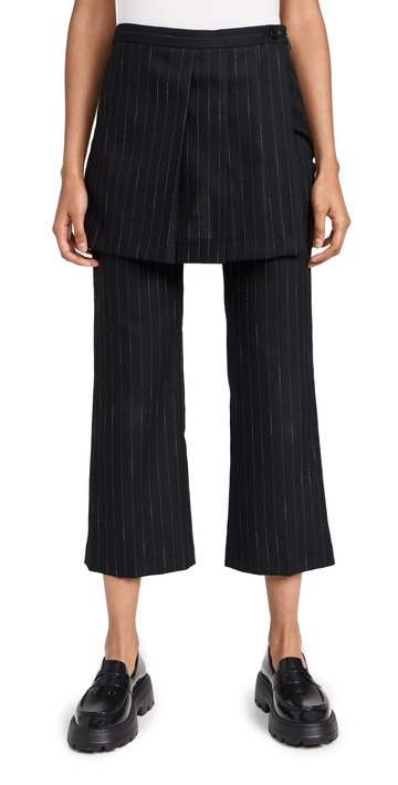 msgm pinstripe skirted trousers black 40