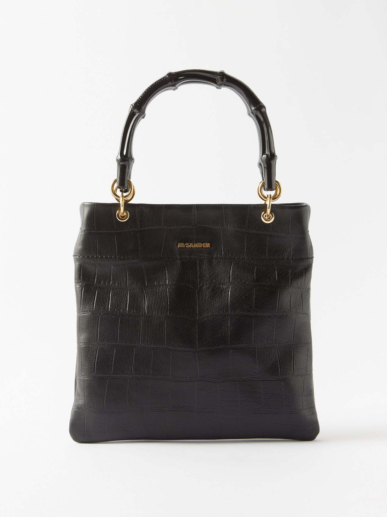 Jil Sander - Bamboo-handle Croc-embossed Leather Tote Bag - Womens - Black
