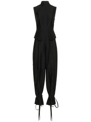 ROCHAS Luxury Wool & Silk Wide-leg Jumpsuit in black