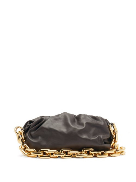 Bottega Veneta - The Chain Pouch Leather Clutch Bag - Womens - Brown Gold