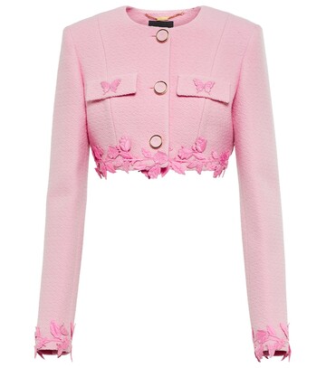 blumarine cropped wool jacket in pink