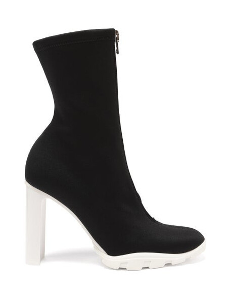 Alexander Mcqueen - Slim Tread Zip-front Neoprene Boots - Womens - Black Multi