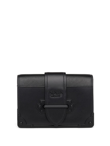 Prada leather Cahier shoulder bag in black