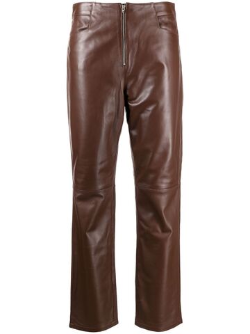 wandler high-waist lambskin trousers - brown
