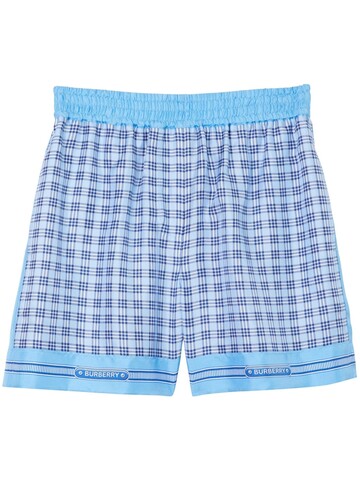 burberry checked silk shorts - blue