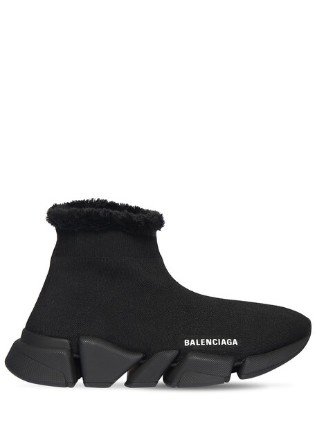 BALENCIAGA Speed 2.0 Recycled Faux Fur Sneakers in black