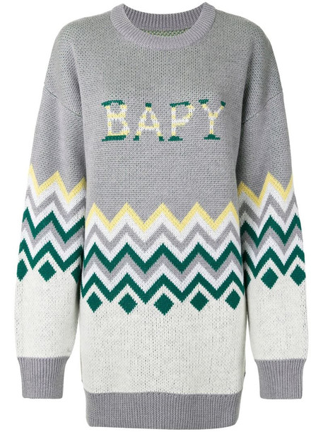 BAPY BY *A BATHING APE® zigzag-print oversized jumper in grey