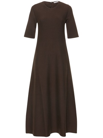CASASOLA Agata Compact Silk Blend Midi Dress in brown