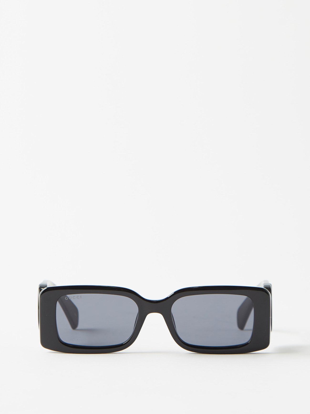 Gucci Eyewear - Gg Rectangle-frame Acetate Sunglasses - Womens - Black Grey