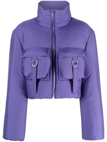 blumarine funnel-neck cropped puffer jacket - purple