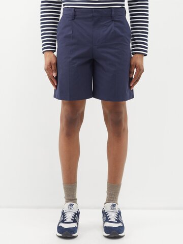 a.p.c. a.p.c. - terry pleated cotton-blend shorts - mens - navy