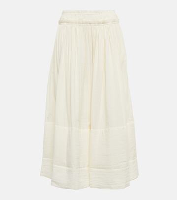 Tory Burch Cotton and linen midi skirt in beige