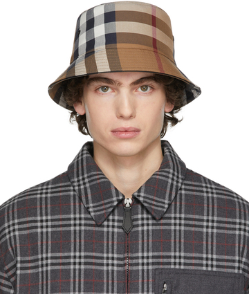 burberry brown check bucket hat