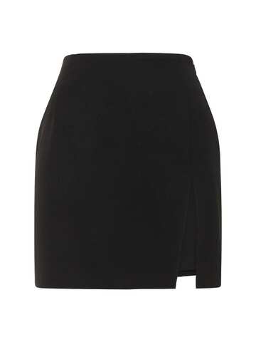THE ANDAMANE Gioia Crepe Satin Mini Skirt W/ Slit in black