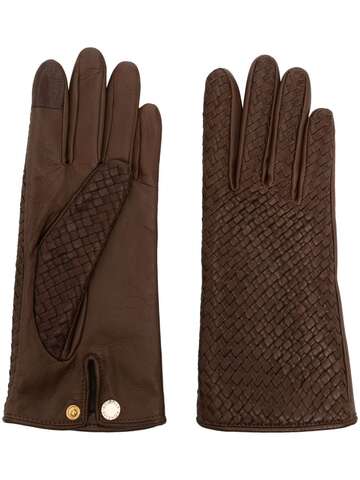 agnelle chloe interwoven leather gloves - brown
