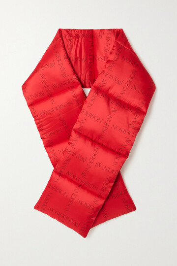 jw anderson - printed padded quilted satin-twill scarf - red