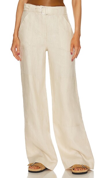 GRLFRND The Linen Cargo Pant in Neutral in natural