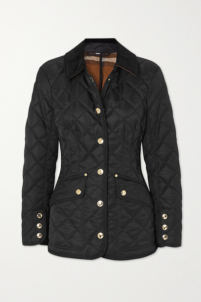 Burberry - Corduroy-trimmed Quilted Padded Shell Jacket - Black